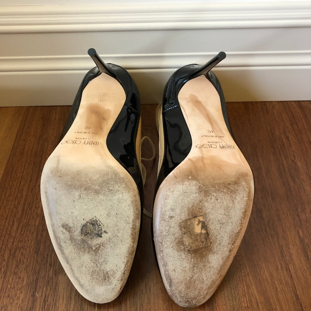 Jimmy Choo Black & Nude Mary Jane Heels - Picture 3 of 6